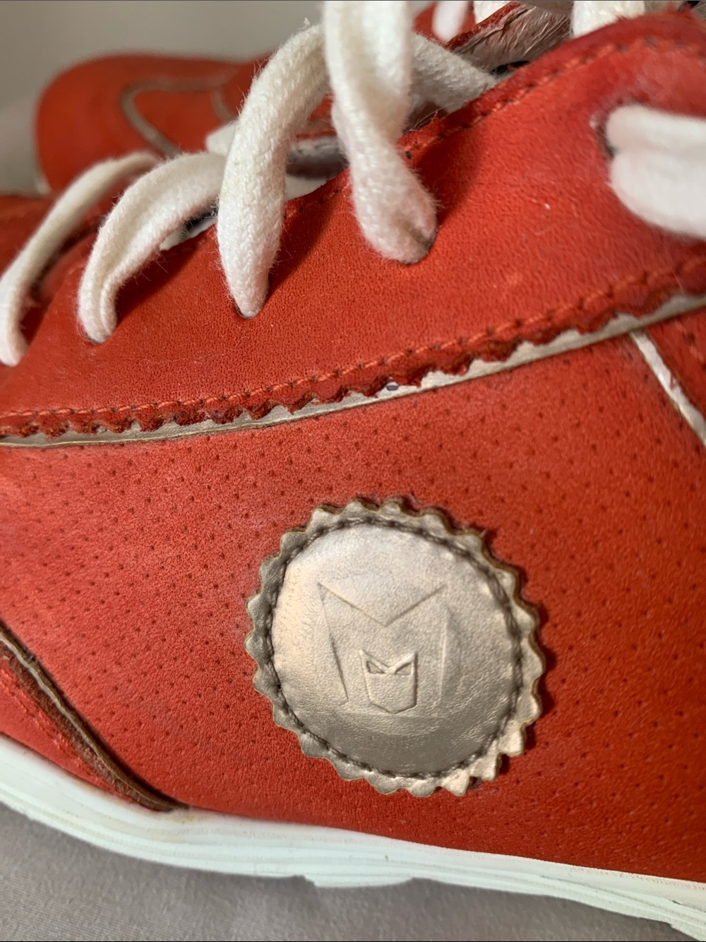 Mephisto Women’s Orange Leather Lace-Up Sneakers - Picture 6 of 9